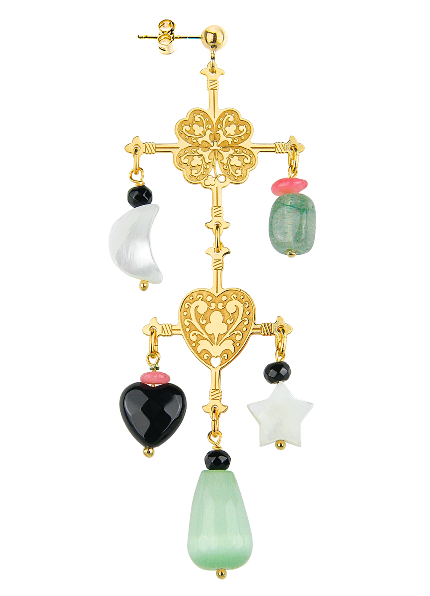 Heart Four Leaf Clover Mother Of Pearl Earring - Lebole Maison